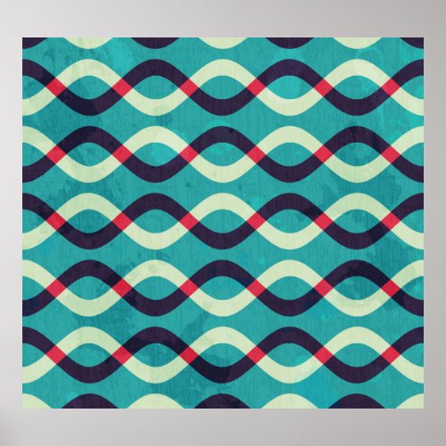 Retro Curves Grunge Pattern Effect Poster