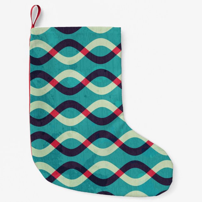 Retro Curves: Grunge Pattern Effect. Small Christmas Stocking (Front)