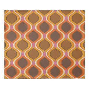 Retro curves seamless pattern. 70s 60s style wallp duvet cover