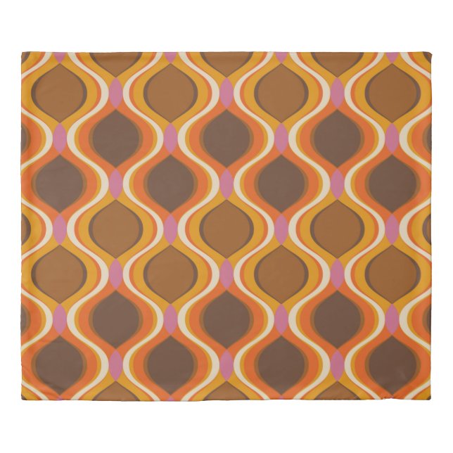 Retro curves seamless pattern. 70s 60s style wallp duvet cover (Front)