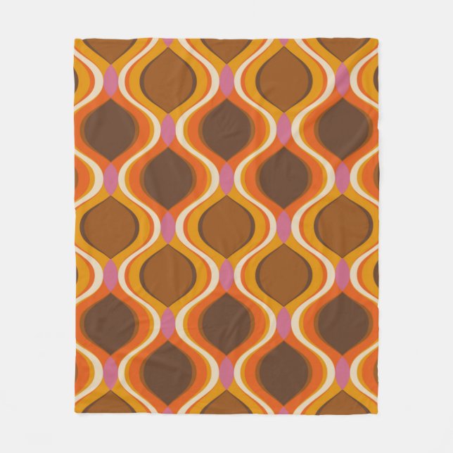Retro curves seamless pattern. 70s 60s style wallp fleece blanket (Front)