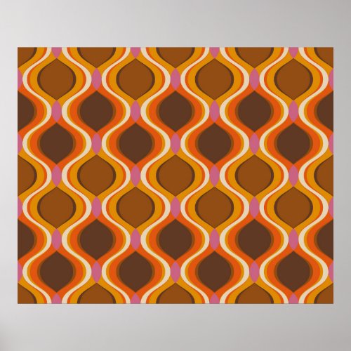 Retro curves seamless pattern 70s 60s style wallp poster