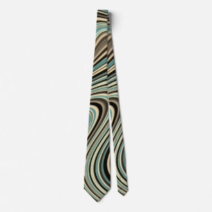 Retro Curvy Abstract Shapes Neck Tie