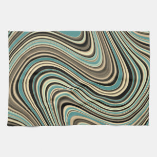 Retro Curvy Abstract Shapes Towel