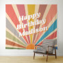 Retro Custom Birthday Party Name Vintage Sunburst Tapestry