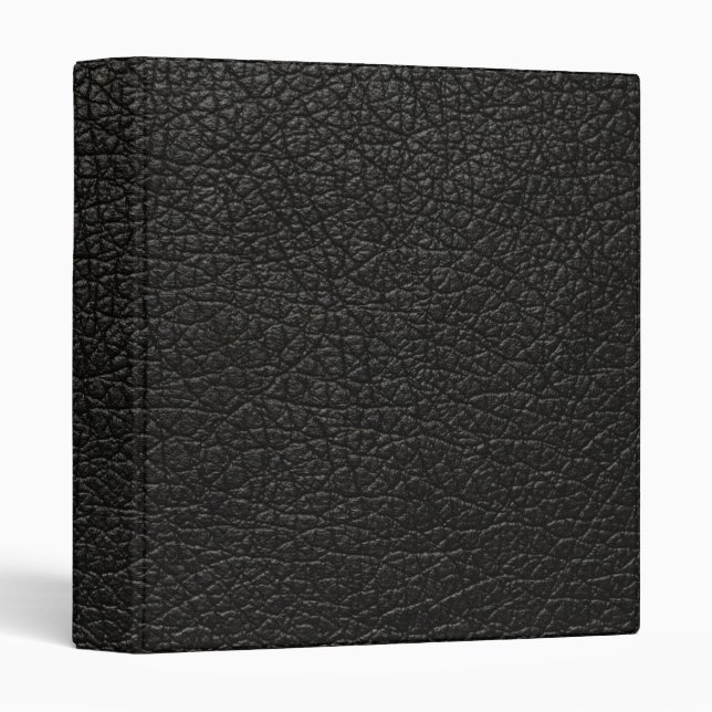 Retro Custom Black Leather 3 Ring Binder (Front/Spine)