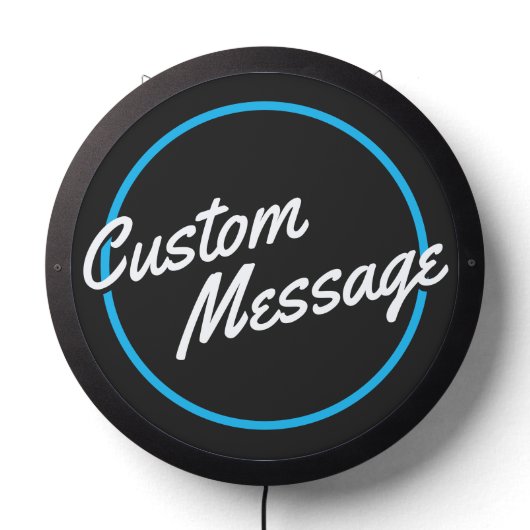 Retro Custom Blue White Script LED Sign (Lights Off)