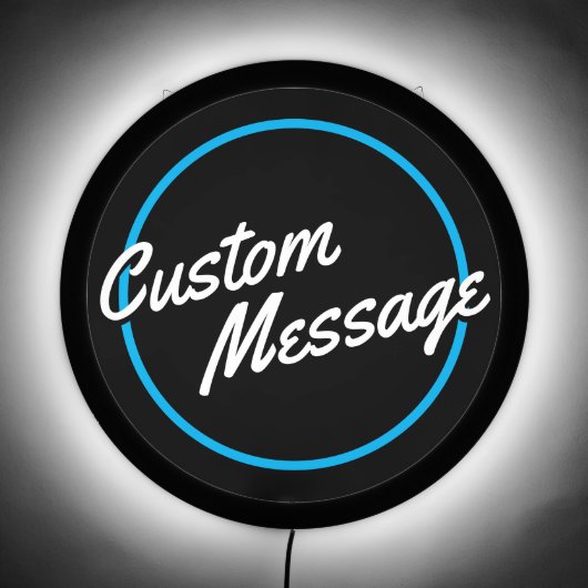 Retro Custom Blue White Script LED Sign (Front)