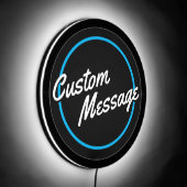 Retro Custom Blue White Script LED Sign (Angle)