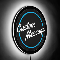 Retro Custom Blue White Script LED Sign | Zazzle