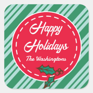 Retro Custom Christmas Candy Gift Tag Stickers