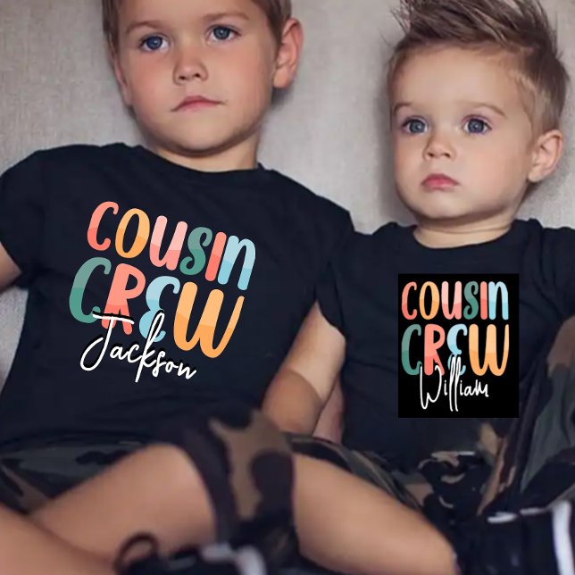 Retro Custom Cousin Crew Add your Name Black Baby T-Shirt (Creator Uploaded)