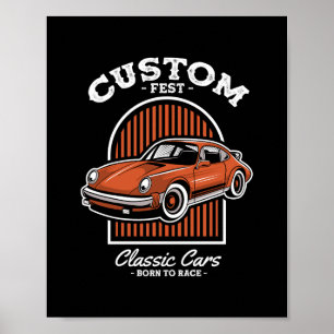Retro Custom Fest Sports Car Design Poster