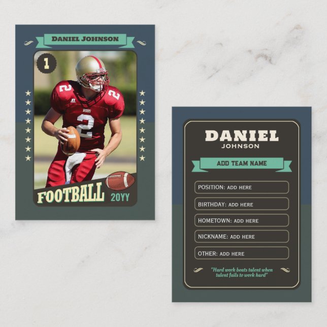 Retro Custom Football Trading Card Player Card (Front/Back)