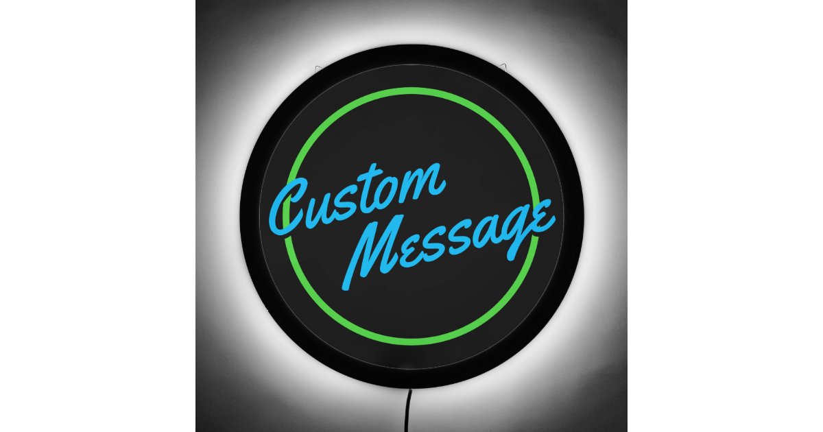 Retro Custom Green Blue Script LED Sign | Zazzle