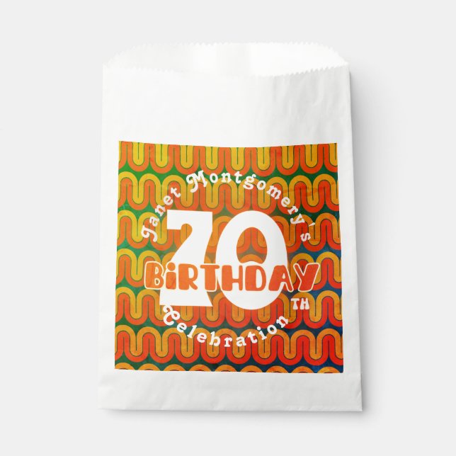 Retro Custom Hippie Psychedelic 70th Birthday  Favor Bag (Front)