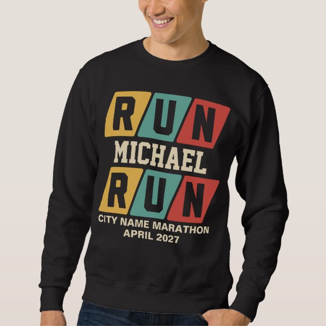 Retro Custom Name Marathon Support Sweatshirt (Front)