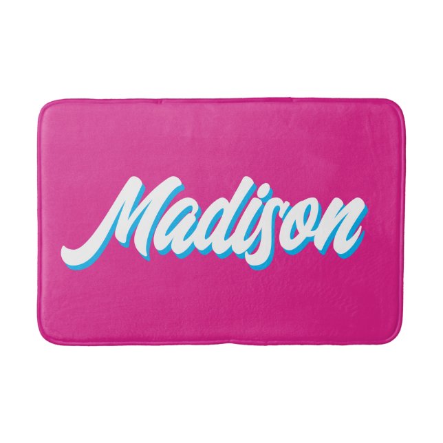 Retro Custom Name Personalized Groovy College Gift Bath Mat (Front)