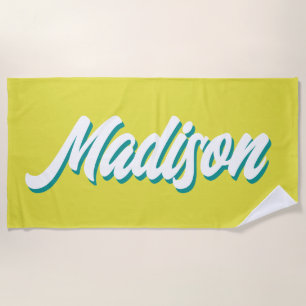 Retro Custom Name Personalized Vintage Pool Groovy Beach Towel