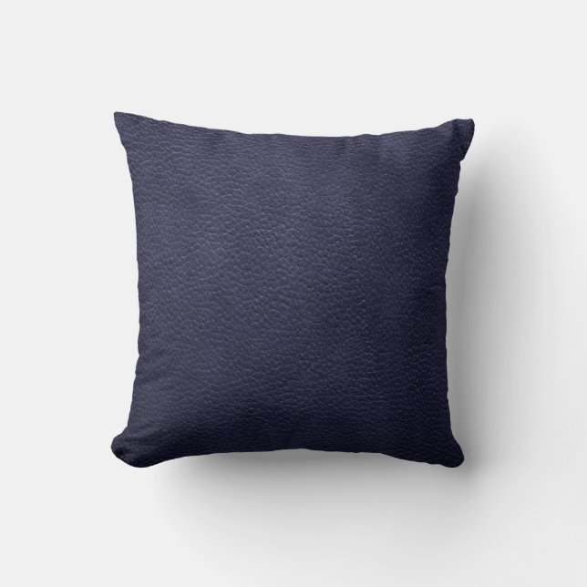 Retro Custom Navy Blue Leather Throw Pillow (Front)