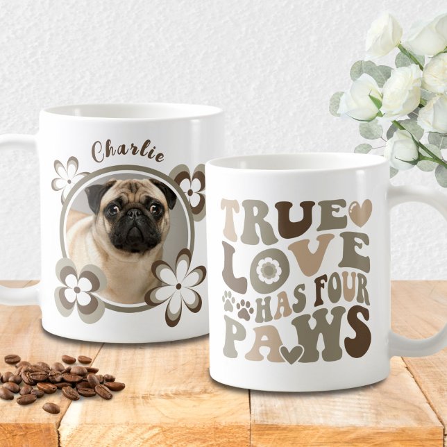 Retro Custom Pet Dog Name and Photo   Coffee Mug (Creator Uploaded)