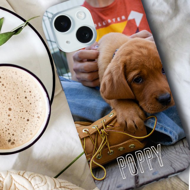 Retro Custom Pet Photo with Personalized Name Case-Mate iPhone Case (Creator Uploaded)