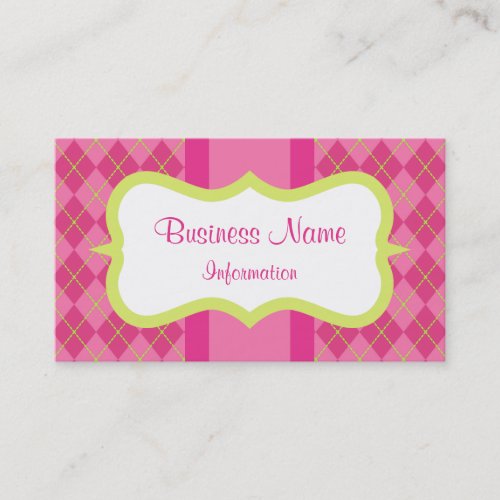 Pink Lime Argyle Business Card