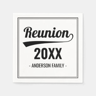 Retro Custom Year Black & White Family Reunion Napkins