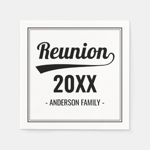 Retro Custom Year Black  White Family Reunion Napkins