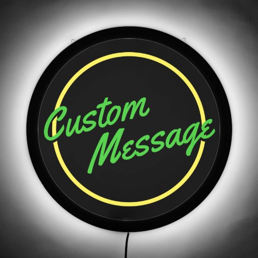 Retro Custom Yellow Green Script LED Sign (Front)