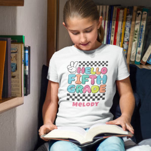 Retro cute back to school fifth grade t-shirt