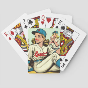 Retro Cute Baseball Girls Comics Poker Cards