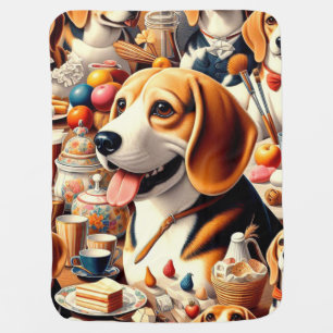 Retro Cute Beagle Illustration Baby Blanket
