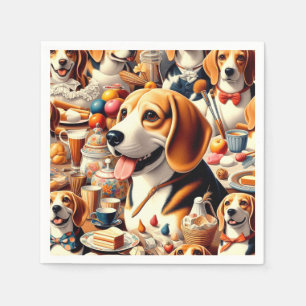 Retro Cute Beagle Illustration Napkins