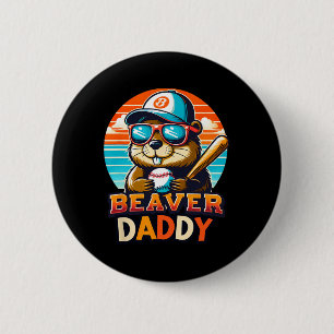 Retro Cute Beaver Daddy Bysebyll Vintage Animal Sp Button