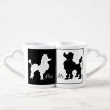 Retro Cute Black and White Poodles Newly Wed