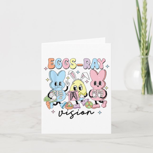 Retro Cute Bunny Eggs Ray Vision Nurse Easter Day  Card (Front)