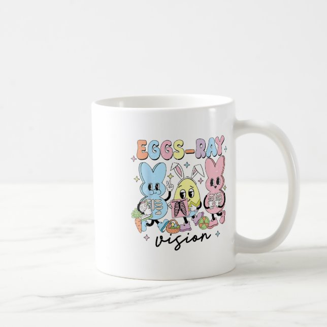 Retro Cute Bunny Eggs Ray Vision Nurse Easter Day  Coffee Mug (Right)