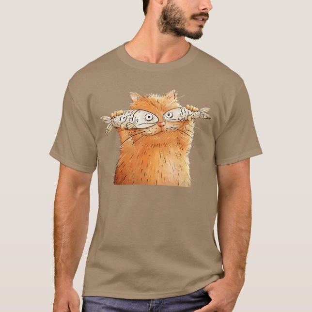 Retro Cute Cat Fish Art Eyes Fish Kitten Catfish M T-Shirt (Front)