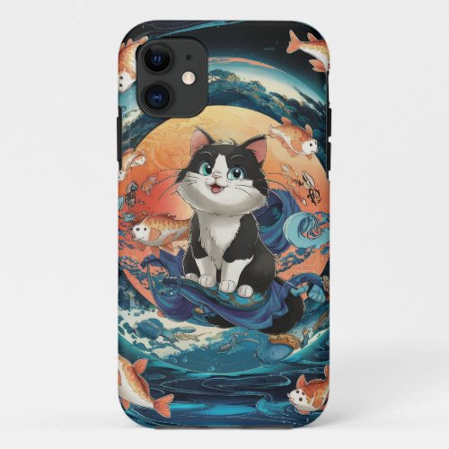 Retro Cute Cat _ Japanese Cartoon Style iPhone 11 Case