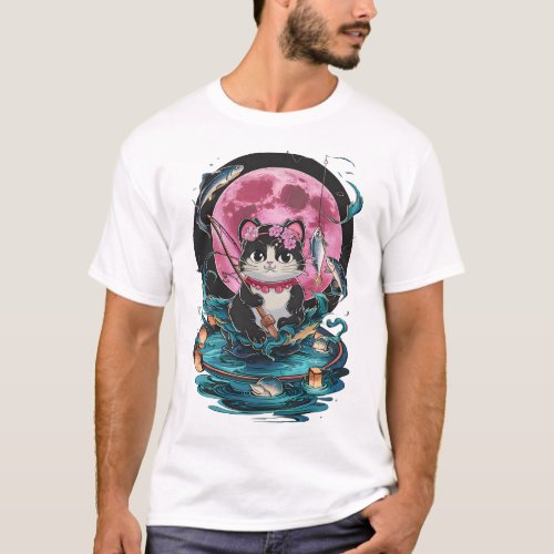 Retro Cute Cat _ Japanese Cartoon Style T_Shirt