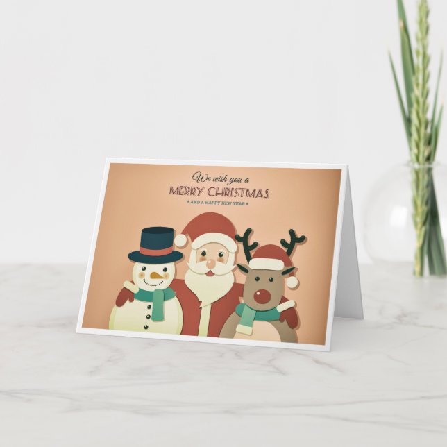 Retro Cute Christmas  Greeting Card (Front)