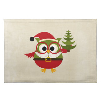 Retro Cute Christmas Owl Placemat