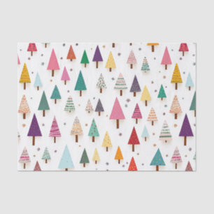 Retro Cute Christmas Trees Tissue Paper