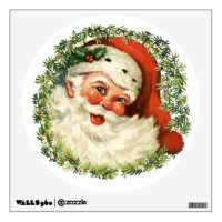 Retro Cute Chubby Santa Wreath Christmas Holiday