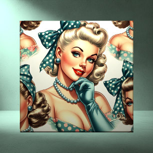 Retro Cute Classic Pinup Ceramic Tile
