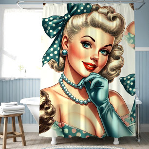 Retro Cute Classic Pinup Shower Curtain
