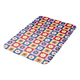 Retro Cute colorful Flowers Pattern Bath Mat