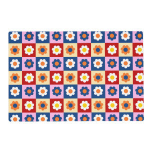 Retro Cute colorful Flowers Pattern  Placemat