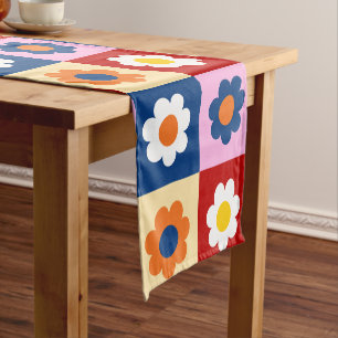 Retro Cute colorful Flowers Pattern Short Table Runner